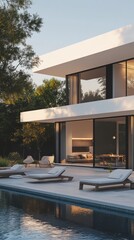 Fototapeta premium Modern Minimalist House with Poolside Design