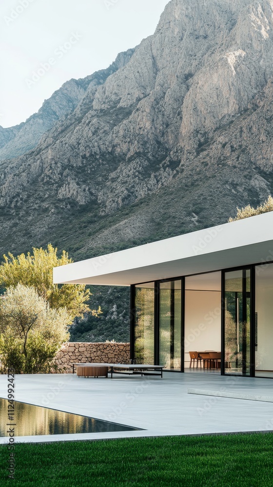 Poster modern minimalist house with angular design