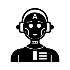 AI Tech Support Silhouette Vector Illustration Innovative Digital Collaboration Concept.