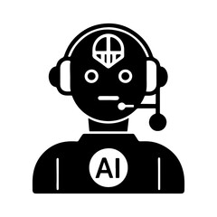 Digital AI Companion Silhouette Vector Illustration Smart Business and Technology Concept