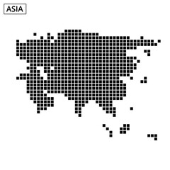 Detailed dot pattern map illustrating the continent of Asia and its geographical layout