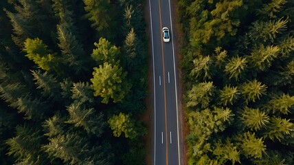 Aerial View of Scenic Forest Road