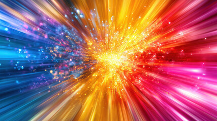 Fototapeta premium Vibrant explosion of light particles in colorful motion, creating energy