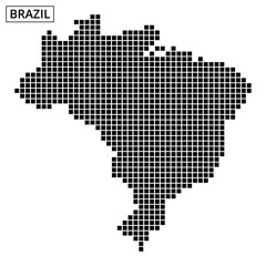 Brazil's geographical outline in a dotted design demonstrating its unique shape