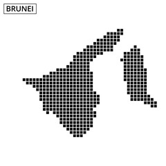 Brunei map outlined with dots illustrating geographic features and dimensions clearly