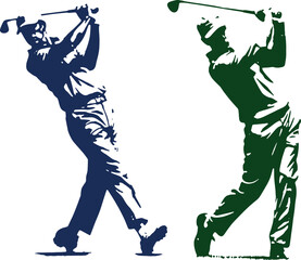 Golfer Golfing Swin Sport Vector Illustration Set