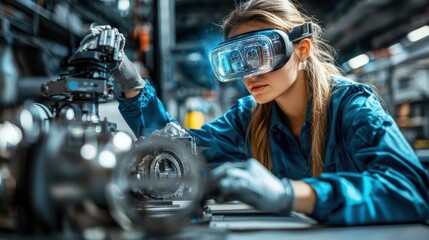Woman Engineer VR Headset Automotive Design
