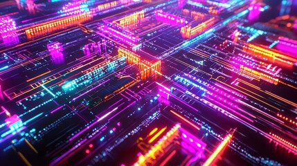 Fototapeta premium Silicon Computer Chip Technology 16k Resolution Ultra-High Definition