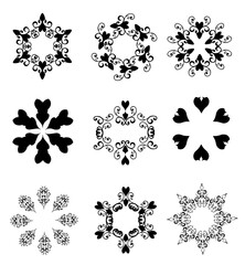 set of floral star and patterns