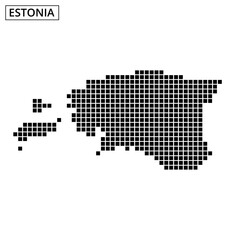 Fototapeta premium Detailed dot pattern map of Estonia highlighting geographic features and borders