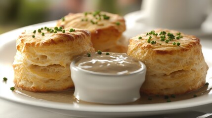 Savoring Biscuits and Gravy A Culinary Journey Southern USA Food Photography Cozy Kitchen Realistic Comfort Food