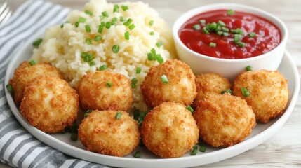 Fototapeta premium Savoring Southern Comfort Fried Cheese Balls Home Kitchen Culinary Delight Cozy Atmosphere Close-Up Realistic Food Imagery