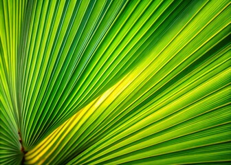 Close-up Long Exposure of Striped Green Tropical Palm Leaf Capturing Nature's Intricate Patterns and Textures for Botanical and Tropical Theme Photography