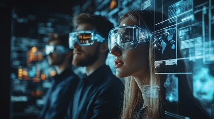 Future Tech: Team in AR Glasses, Data Visualization