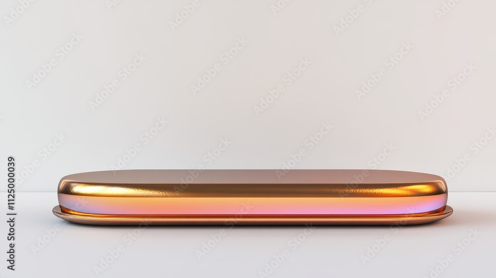 Fototapete a sleek bronze podium with iridescent holographic reflections, isolated on white for modern design p