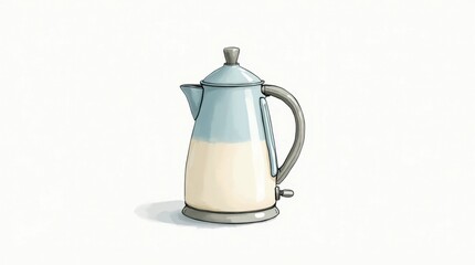 Fototapeta premium Minimalist Illustration of a Kettle Against a White Background