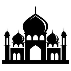 Mosque black silhouette vector illustration icon or logo design isolated on transparent background