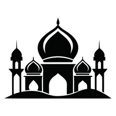 Mosque black silhouette vector illustration icon or logo design isolated on transparent background