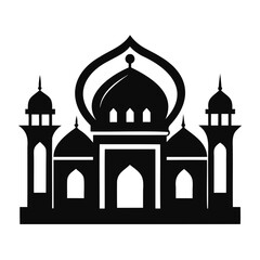 Mosque black silhouette vector illustration icon or logo design isolated on transparent background
