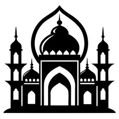 Mosque black silhouette vector illustration icon or logo design isolated on transparent background