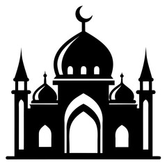 Mosque black silhouette vector illustration icon or logo design isolated on transparent background
