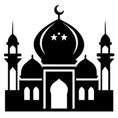 Mosque black silhouette vector illustration icon or logo design isolated on transparent background