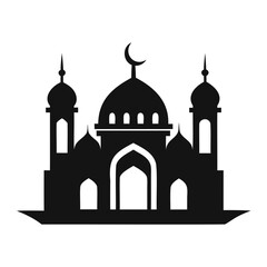 Mosque black silhouette vector illustration icon or logo design isolated on transparent background