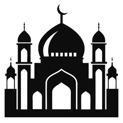 Mosque black silhouette vector illustration icon or logo design isolated on transparent background