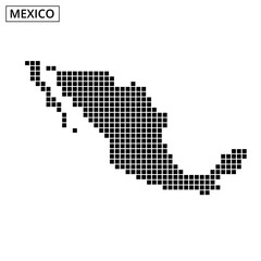 Map of Mexico illustrated with dotted patterns and distinct geographical features