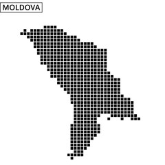 Map of Moldova with dotted representation highlighting its geographical features