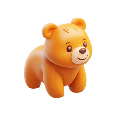 Fototapeta premium Cute Isometric Cartoon-Style Toy Bear Icon on Isolated White Background