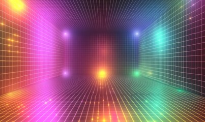 Obraz premium retro pixelated background with vibrant neon colors, Generative AI