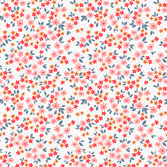 Cute floral pattern. Pretty flowers on white background. Printing with small colorful flowers. Ditsy print. Seamless vector texture. Spring bouquet. Vintage template for fashion prints. Stock vector