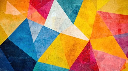 A vibrant, colorful geometric background with a mix of bold shapes and bright colors for an energetic, playful atmosphere.