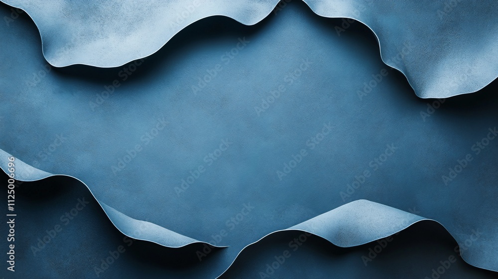 Fototapete Abstract blue wavy background creating empty space in center