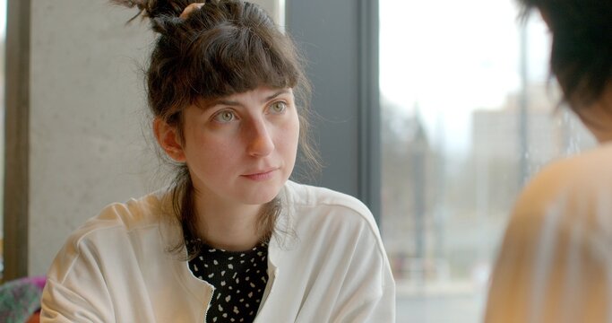 Couple solves relationship problems in public, people lifestyle. Honest conversation is openly discussing issues, concerns. Dialogue of two persons.