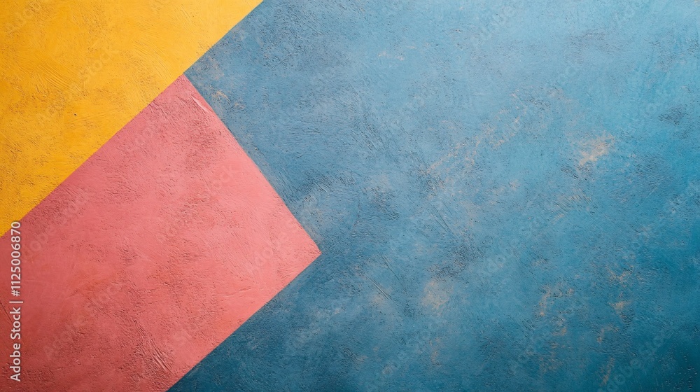 Poster colorful abstract background showing three painted surfaces creating geometric shapes