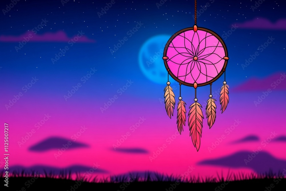 Aufkleber a flat vector of a dreamcatcher with clean geometric shapes and soft gradients, symbolizing tranquil