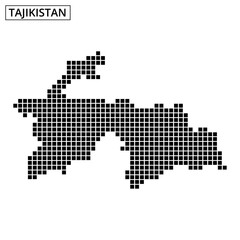 Map of Tajikistan illustrating geographical features with dotted patterns