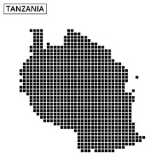 Map of Tanzania showcasing unique dot pattern design in black and white