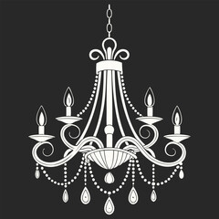 beautiful chandelier vector art illustration for elegant decor on a black background 