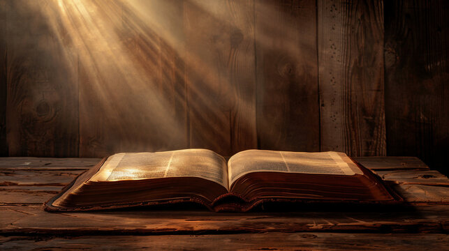 Grunge age dirty rough rustic brown jew psalm pray torah law letter shine dark black wooden desk table space. New jew culture god Jesus Christ gospel literary library glow art wood still life concept