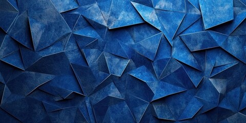 Naklejka premium A deep blue geometric background featuring overlapping polygons, creating a layered, textured effect.
