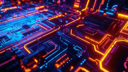 Obraz premium Vibrant Abstract Background Featuring Circuit Patterns