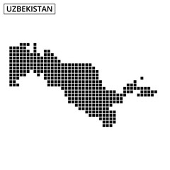 Outline of Uzbekistan with dotted pattern and abstract background design