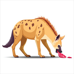 Illustration of Carnivores Hyena Feeding on Meat in the Food Chain
