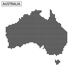 Australia map illustrated with dot patterns showcasing geographical features