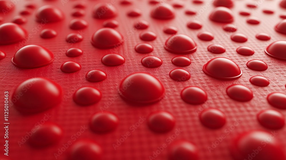 Poster Red hemispheres creating a textured pattern on red surface