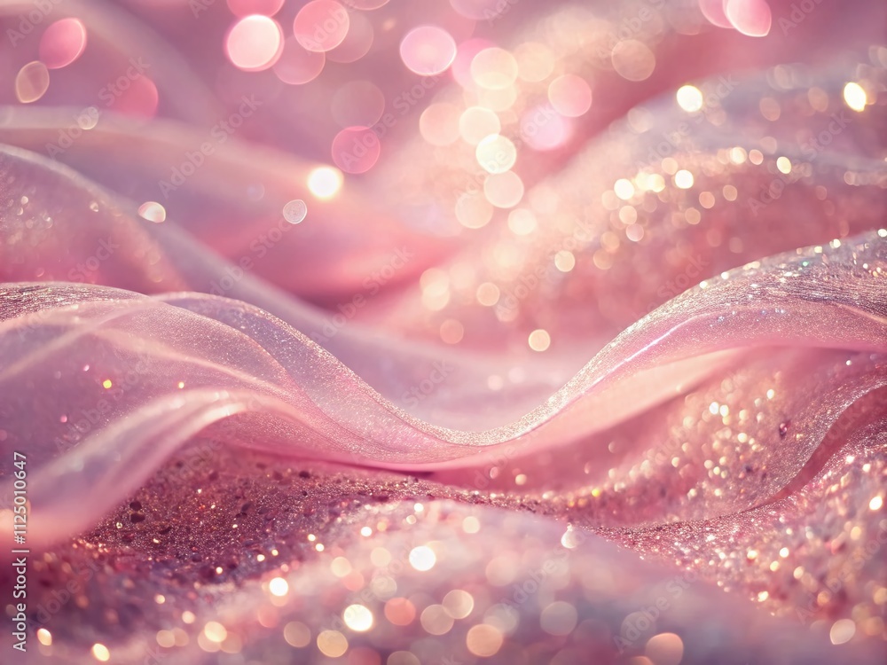 Poster closeup of a shimmery pink surface with graceful curves creating an abstract design in long exposure