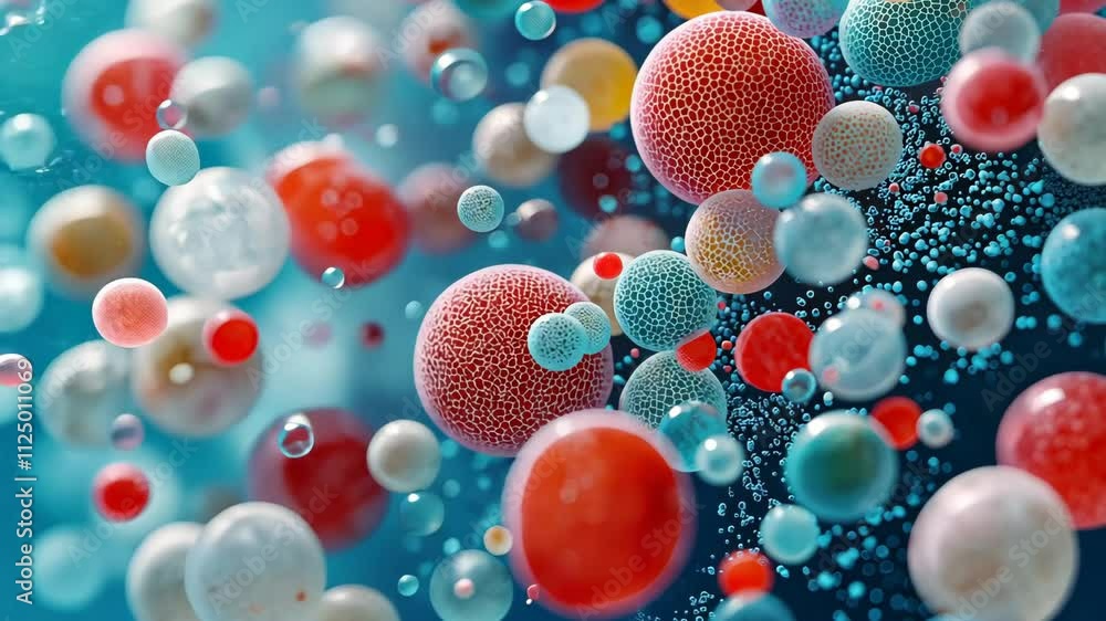 Aufkleber microscopic plankton in turbulent alpha environment with colorful particles and abstract patterns